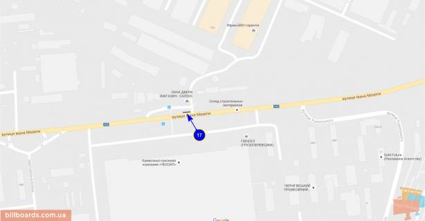 Billboard A in Chernihiv Sorsa st., ost. Ceksil, pravyj scheme