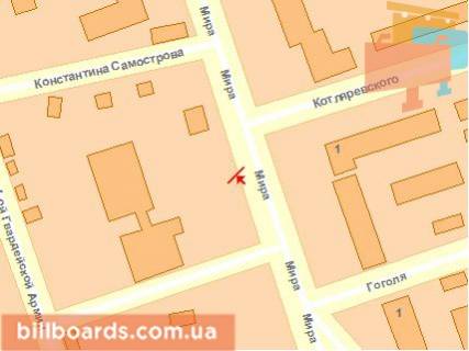 Billboard B in Chernihiv Mira pr-t, 68 (otel' Gradeckij) scheme