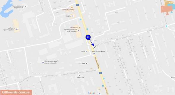 Billboard B in Chernihiv Mira pr-t / st. Kosevogo scheme