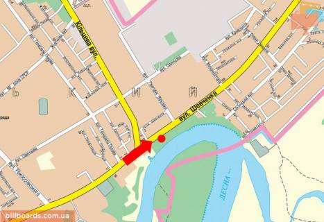 Billboard A in Chernihiv Sevcenko st. / st. Kol'cevaa scheme