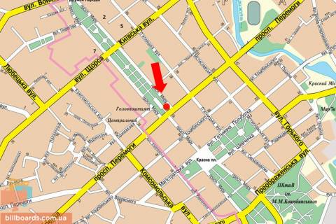 Citylight B in Chernihiv Mira pr-t, 33, vozle otela "Ukraina" scheme