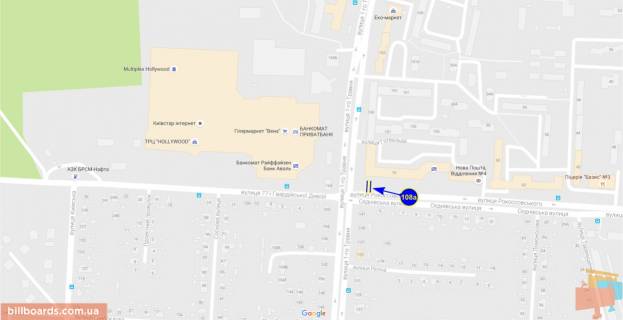 Billboard A in Chernihiv 1 maa st. / st. Rokossovskogo scheme