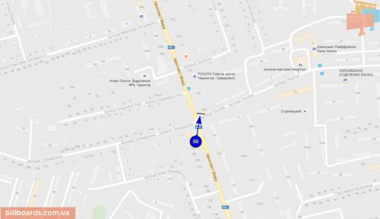 Billboard A in Chernihiv Mira pr-t / st. Krasnogvardejskaa scheme