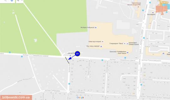 Billboard B in Chernihiv Kievskaa st. / st. Proektnaa, pravyj scheme