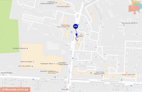 Billboard B in Chernihiv 1 Maa, vozle 2-oj gorbol'nicy, magazina "EKO" scheme