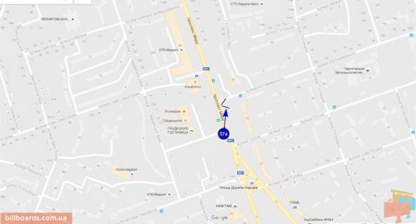 Billboard A in Chernihiv Mira pr-t - st. Kotlarevskogo scheme