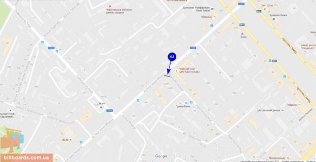 Billboard B in Chernihiv Sorsa st. / st. Komsomol'skaa scheme