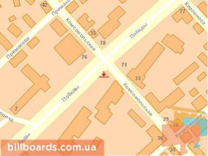 Billboard A in Chernihiv Pobedy pr-t / st. Komsomol'skaa scheme