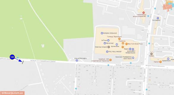 Billboard A in Chernihiv 77 Divizii st., ost Elovsina scheme