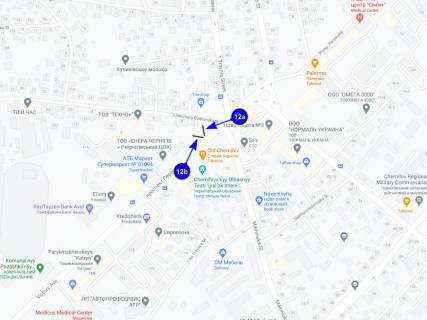 Billboard A in Chernihiv, 12a  av. Peremogi 126 navproti "Starogo Cernigova" (storona A) scheme