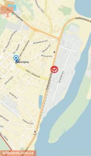 Billboard A in Vishgorod, 6x3  pravoruc, napramok u bik Nabereznoi Kiivs'kogo vodoshovisa, 40 m. do povorotu na "Derev'anij rinok" scheme