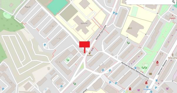 Billboard B in Vishgorod вул. Кургузова,  навпроти будинку Кургузова,11 на розділовій смузі (трикутнику) scheme