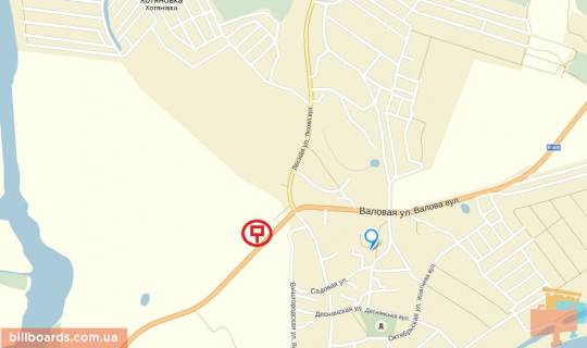 Billboard A in Khotnivka, 6x3  st. Valova, u napramku m. Visgorod, 50 m. pisla avtobusnoi  zupinki <<Hotanivka>>, pravoruc scheme