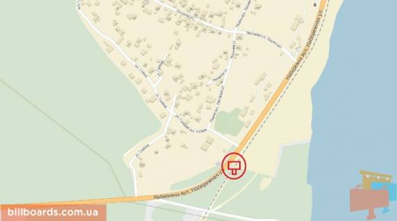 Billboard B in Vishgorod, 6x3  Vst. Naberezna, navproti zupinki "Zatoki", pravoruc, u napramku m. Visgoroda scheme