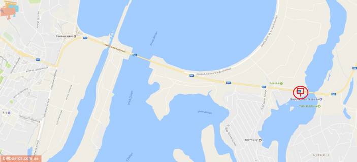 Billboard B in Oseshchina, 6x3  avtomobil'na doroga R-69 "Kiiv-Visgorod-Desna-Cernigiv", 350 m. pisla povorotu na s/o "Sadi Dnipra", pravoruc,u napramku z m. Visgorod u s. Hocanovka scheme