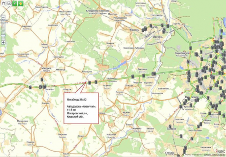 Megaboard A in Kyiv 41 km avtodoroga Kiev-Cop scheme
