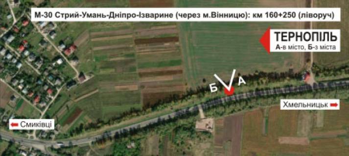 Billboard B in Ternopil, 3х6  trasa Ternopil'-Hmel'nic'kij scheme
