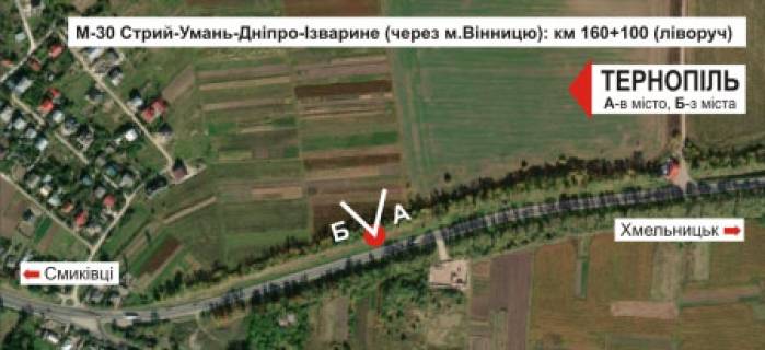 Billboard B in Ternopil, 3х6  trasa Ternopil'-Hmel'nic'kij scheme