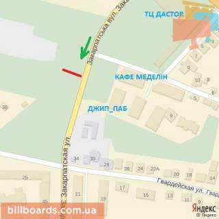 Billboard A in Uzhgorod st.Zagors'ka,61A, avtobusna zupinka, ruh-Sobranec'ka,Zagors'ka scheme