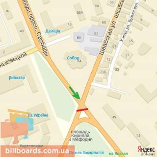 Billboard A in Beregovo av.Svobodi-st.Minajs'ka (perehresta) scheme