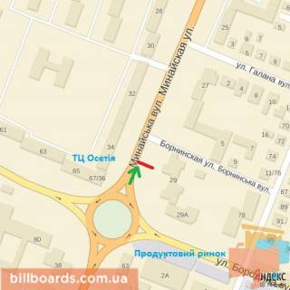 Billboard A in Beregovo st.Minajs'ka 27 (navproti mag.Osetia), napram-av.Svobodi scheme