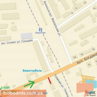 Billboard A in Beregovo st.B.Hmel'nic'kogo (Beregkabel'), zalizn.pereizd, naav.-do centru scheme