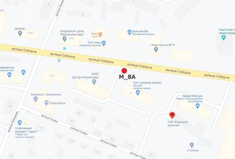 Billboard A in Kropyvnytskyi (Kirovograd), 3x6  st. Soborna - st.Komarova scheme