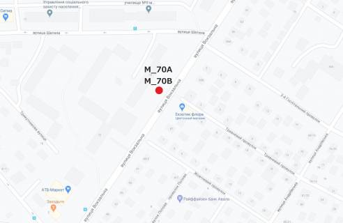 Billboard B in Kropyvnytskyi (Kirovograd) st. Vokzal'na (pered starim avtovokzalom, supermarket "ATB") scheme