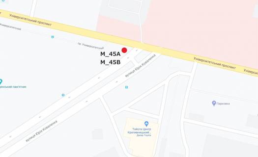 Billboard B in Kropyvnytskyi (Kirovograd) st. Evgena Tel'nova-st.U.Kovalenka (universitet "KISM") scheme