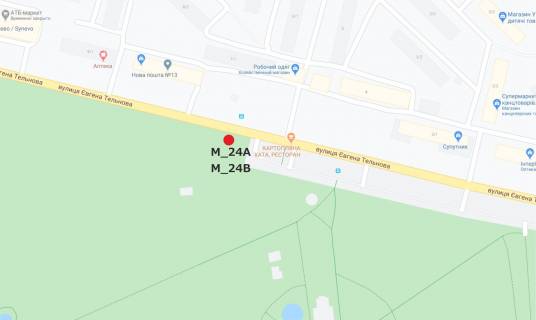 Billboard B in Kropyvnytskyi (Kirovograd), 3x6  st. Evgena Tel'nova (ostanovka Dendropark) scheme