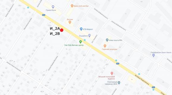 Billboard B in Kropyvnytskyi (Kirovograd) st. Korolenka (navproti supermarket ATB, fanklub) scheme