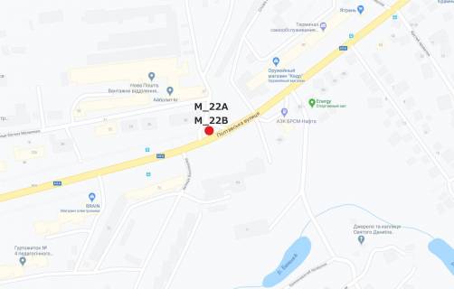 Billboard A in Kropyvnytskyi (Kirovograd), 3x6  st. Poltavs'ka (magazin "Brain") scheme