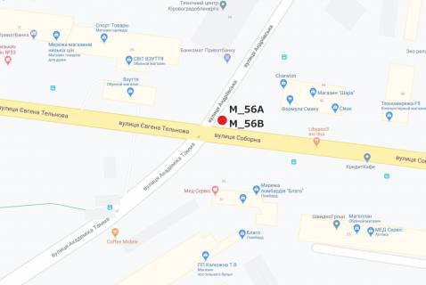 Billboard A in Kropyvnytskyi (Kirovograd), 3x6  st. Andriivs'ka - st.Soborna ("Kritij rinok") scheme