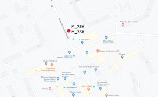 Billboard B in Kropyvnytskyi (Kirovograd) st. Popova (supermarket ATB) scheme