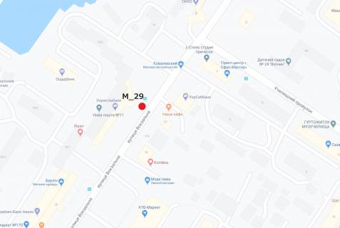 Billboard A in Kropyvnytskyi (Kirovograd) st. Vokzal'na (Ukreksimbank, pered supermarketom "ATB") scheme