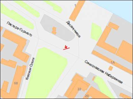 Backlight A in Dnipro (Dnipropetrovsk), 4х8  Siceslavskaa Nabereznaa st. - Knagini Ol'gi st., recport, v centr scheme