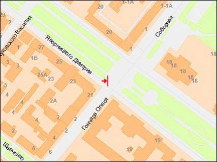 Scrolller, Scroll A in Dnipro (Dnipropetrovsk), 3,14х2,32  Avornickogo av. - Goncara st., v storonu Gagarina av. - 218325 scheme