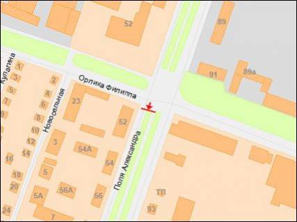 Prismatron, Prism Р/П in Dnipro (Dnipropetrovsk), 3х6  Pola av. - Orlyka av., iz centra, pravyj - 218217 scheme