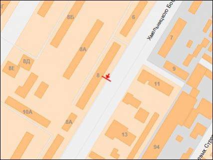 Billboard A in Dnipro (Dnipropetrovsk), 3х6  Bogdana Hmel'nickogo av., 8, iz centra scheme