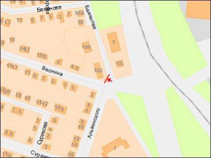 Billboard A in Dnipro (Dnipropetrovsk), 3х6  Bazenova st., 102 - Vesnina st. - Al'vinskogo st., iz centra scheme