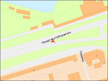 Billboard Р/П in Dnipro (Dnipropetrovsk), 3х6  Zavodskaa Nabereznaa st., 4 - Krasnyj Kamen' st., v centr scheme