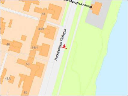 Billboard B in Dnipro (Dnipropetrovsk), 3х6  Nabereznaa Pobedy st., 44/1, iz centra scheme