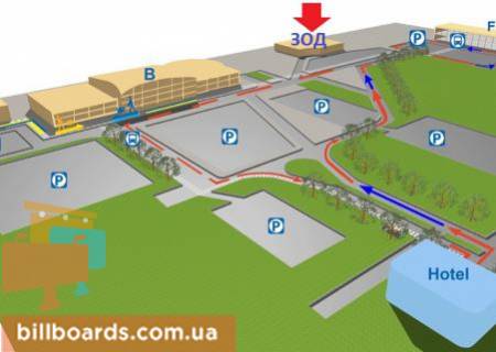 Non-Standard A in Boryspil, Размер
: 10,5х7,5 м  Zona eksponirovania avtomobila (vhod v ZOD) scheme