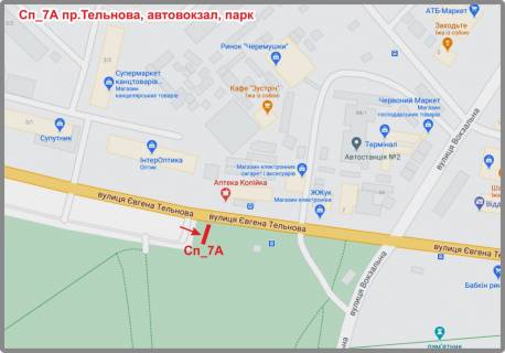 Billboard A in Kropyvnytskyi (Kirovograd) st. E. Tel'nova (av. Pravdy), atovokzal scheme