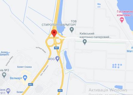 Non-Standard A in Obukhiv, 2х16  N 01 Novo Obuhivs'ka tr. 43+375 (Garant) km vid KPP. Devatij vid Kieva, povorot na m. Obuhiv, transportna rozvazka, z Kieva scheme