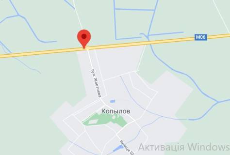 Non-Standard A in Kopiliv, 2х16  М-06 Житомирська траса 46+370 км від КПП. Пятнадцятий від Києва, с. Копилів, поворот на с. Маковище - зупинка, напрямок - з Києва scheme