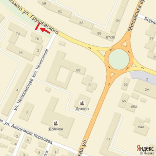 Billboard B in Uzhgorod st.Grusevs'kogo (mag.Malatko),magazini, kafe, ustanovi, naav.-st.8-go.Berezna, st.Zan'kovec'koi scheme