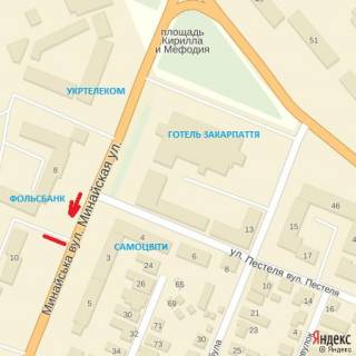 Billboard A in Uzhgorod st.Minajs'ka, 8 (navproti mag.Samocviti), napram-st.Grusevs'kogo scheme