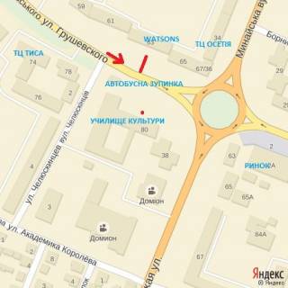 Billboard B in Uzhgorod st.Grusevs'kogo (Nired'gaza), napram-st.Minajs'ka scheme