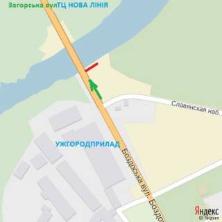 Billboard A in Uzhgorod st.Bab'aka(novij transp.mist), rajon TC Nova linia, napram-st.Zagors'ka scheme